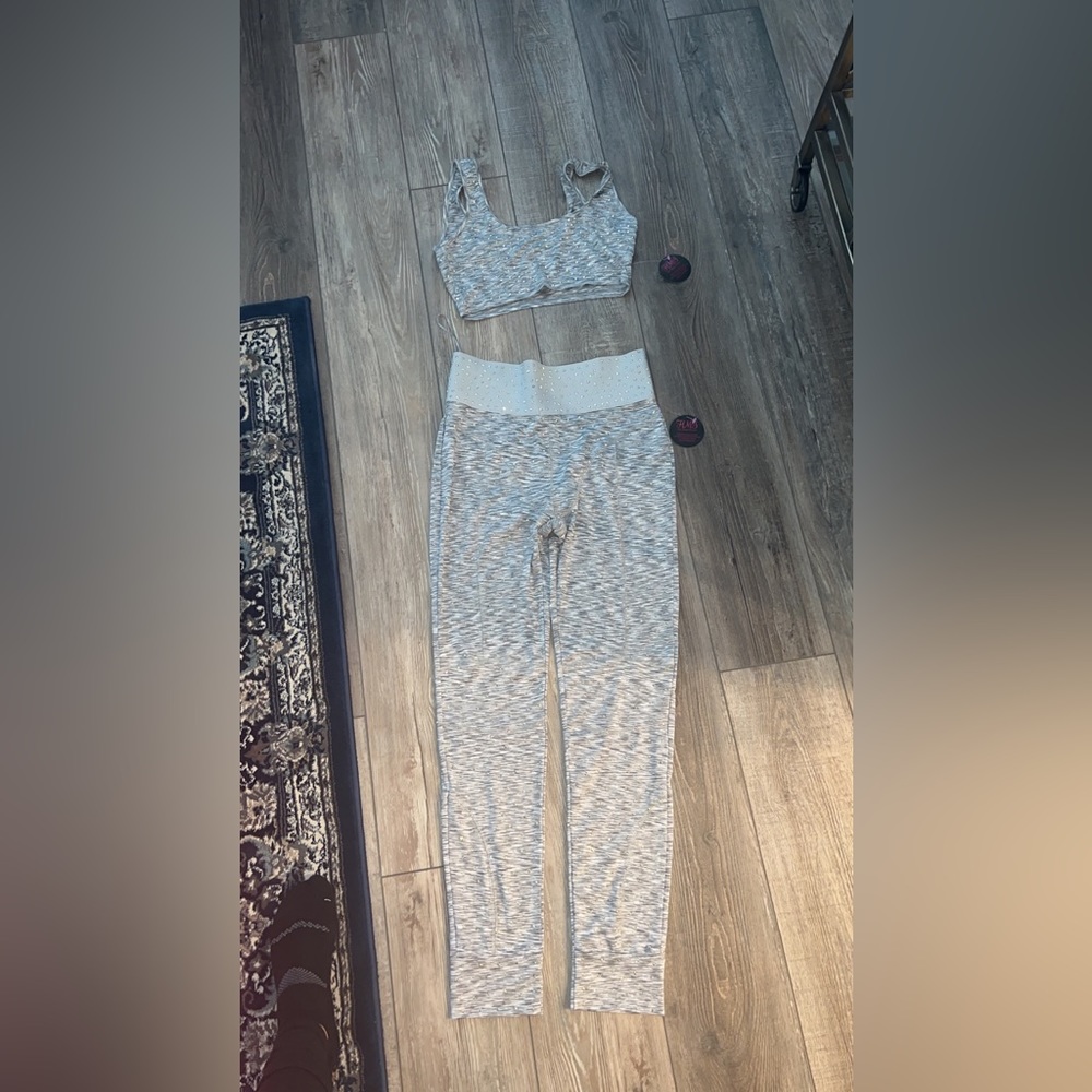 Grey legging set with rhinestones from hot Miami styles size medium